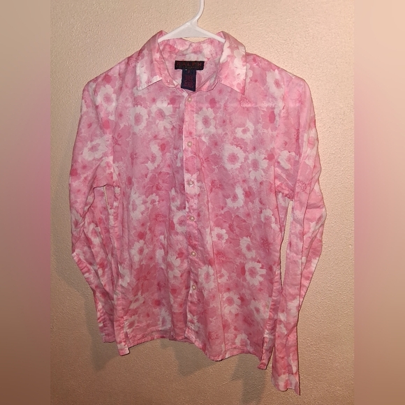 Ralph Lauren Light Weight Pink Floral 100% Cotton Button down shirt S - Picture 1 of 5